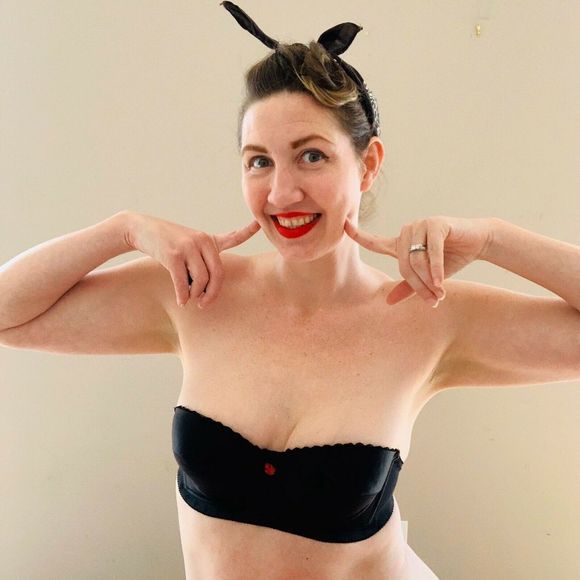 Vintage Other - 1960s Vintage Bullet Bra Black Strapless 32C